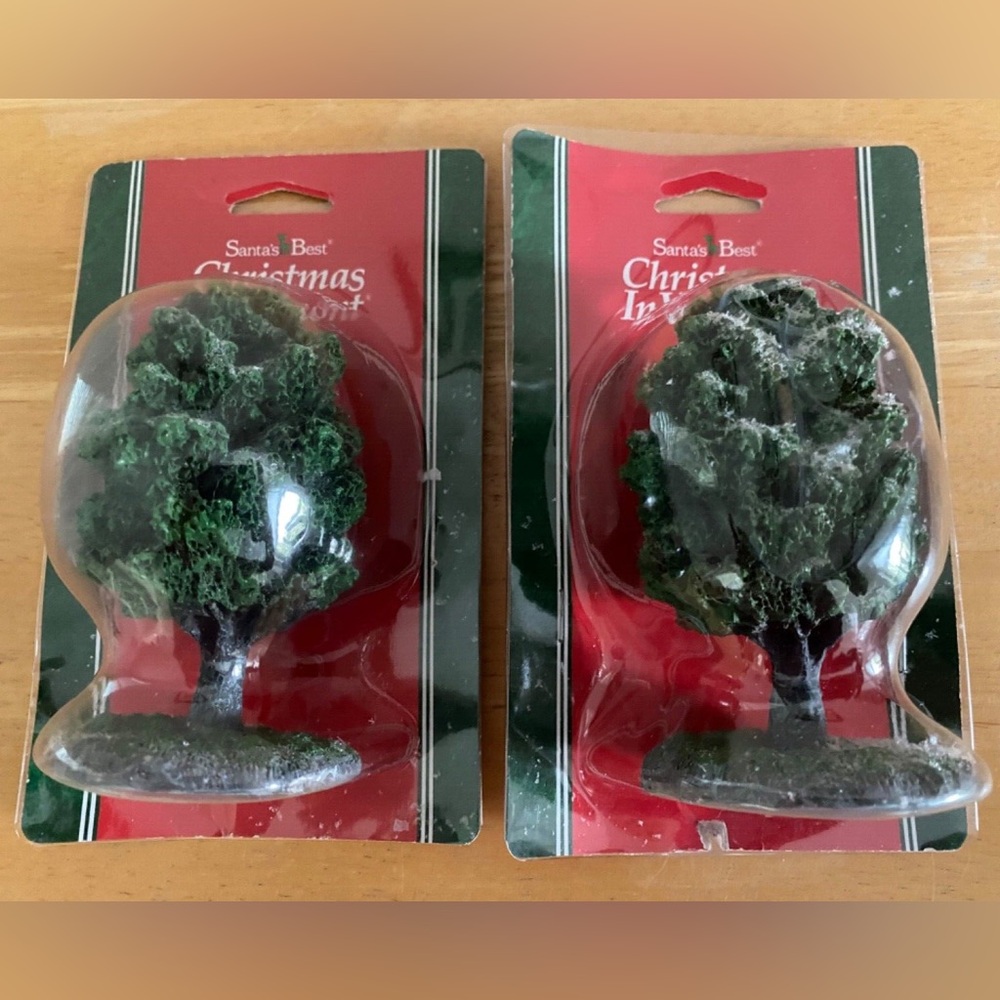 Two New Santa's Best Christmas in Vermont Flocked / Glittered Trees